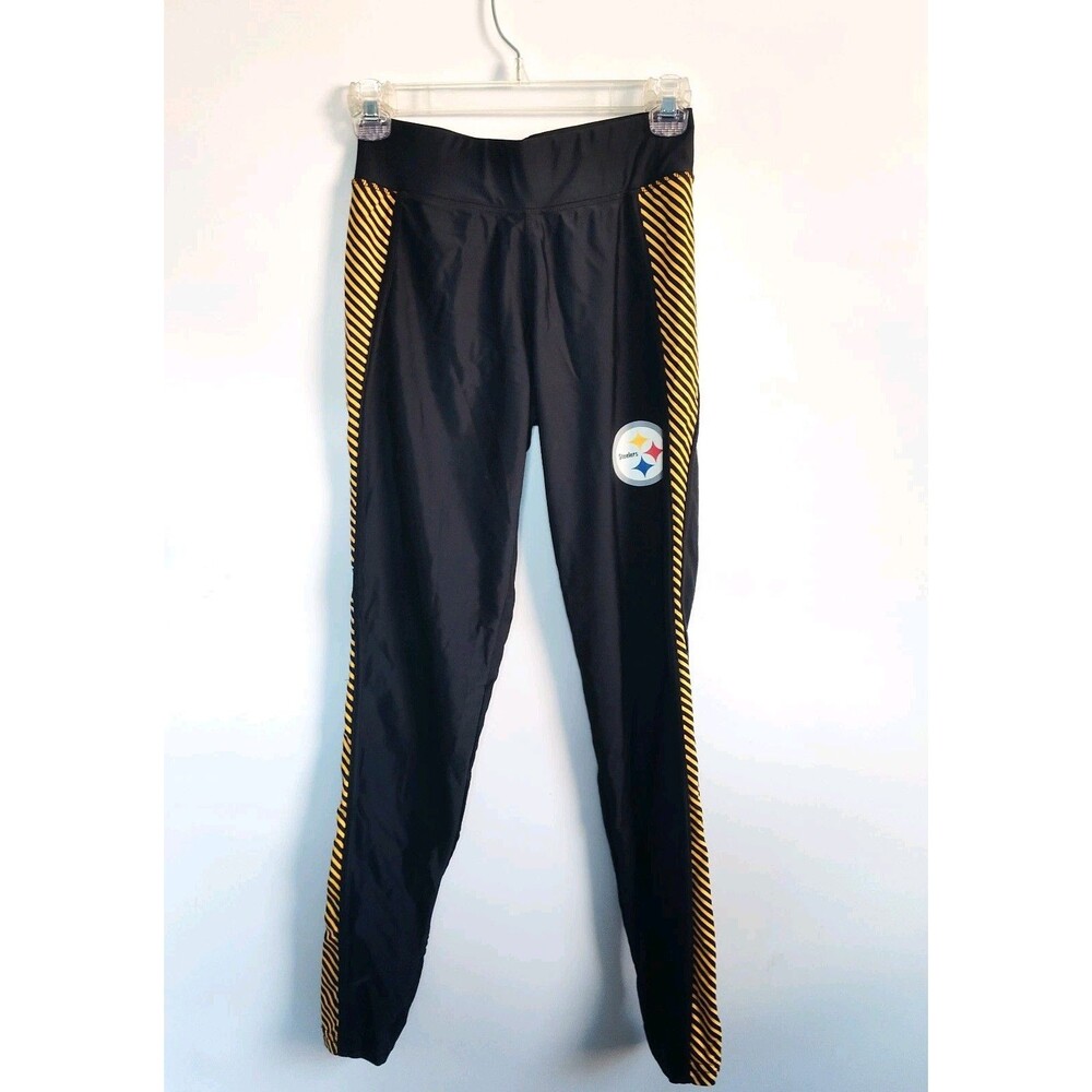 Steelers Leggings Womens Size Small NFL Team Apparel‎ Black Yellow Striped Logo - Picture 3 of 10